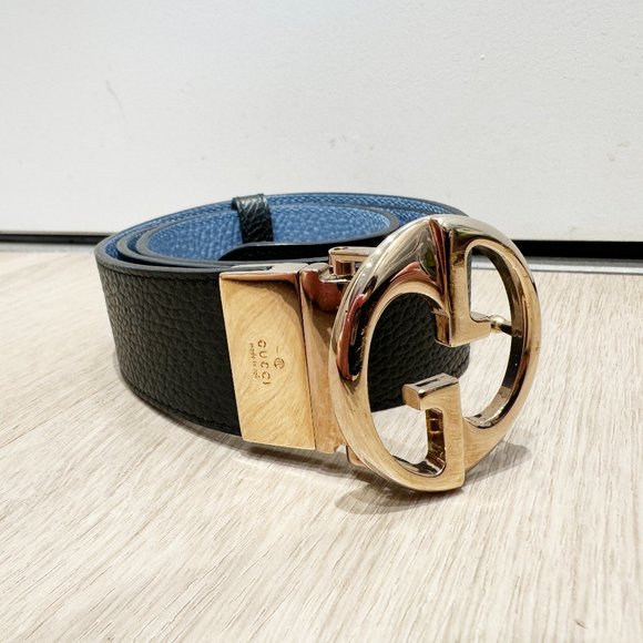 Gucci Double G Reversible Belt Black/Sky Blue - LIKE NEW WITH DUST BAG main image 5